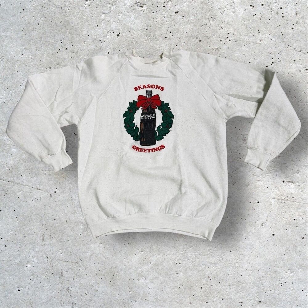 Vtg 80’s Coca Cola Seasons Greetings Fruit Of The Loom Crewneck XL